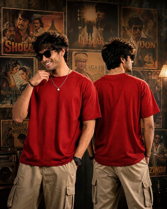 Solid Dark Red Luxury Oversized Unisex T-Shirt | 100% Cotton With Heavy Luxurious Feel